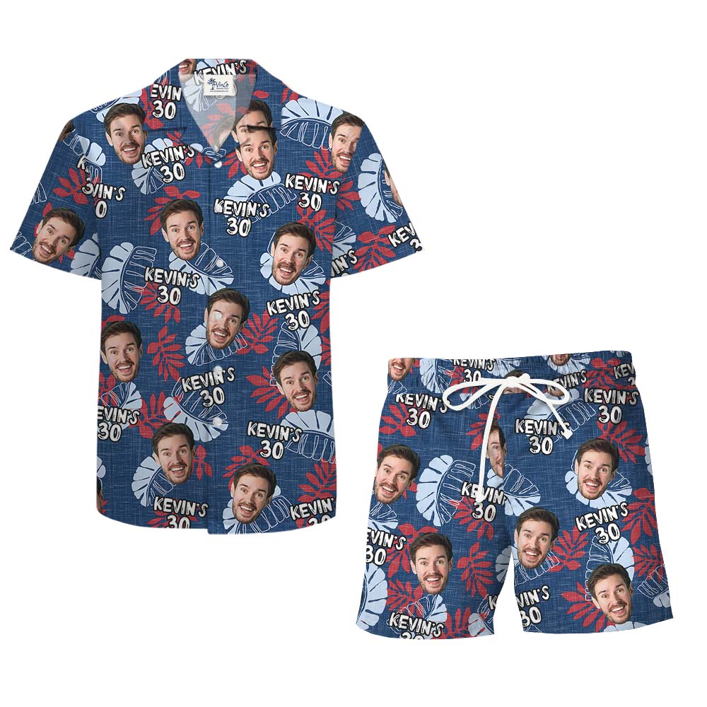 Custom Face And Age Birthday Hawaiian Set