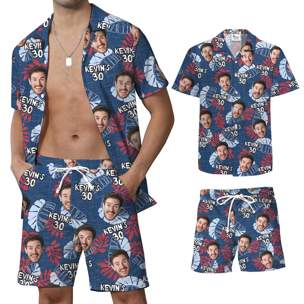 Custom Face And Age Birthday Hawaiian Set