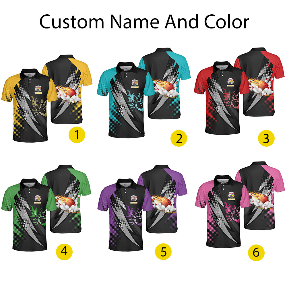 Personalized Name Color Bowling Polo Shirt
