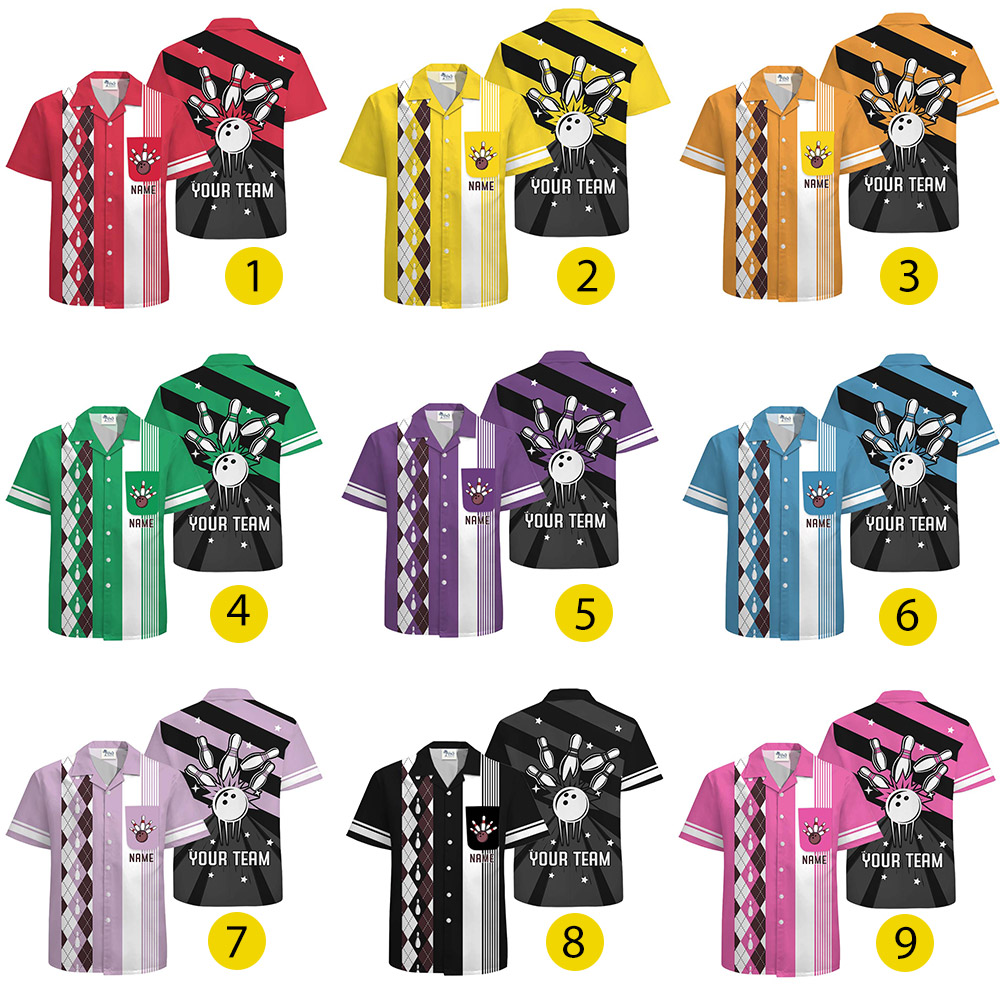 Personalized Name And Team Name Bowling Hawaiian Shirt