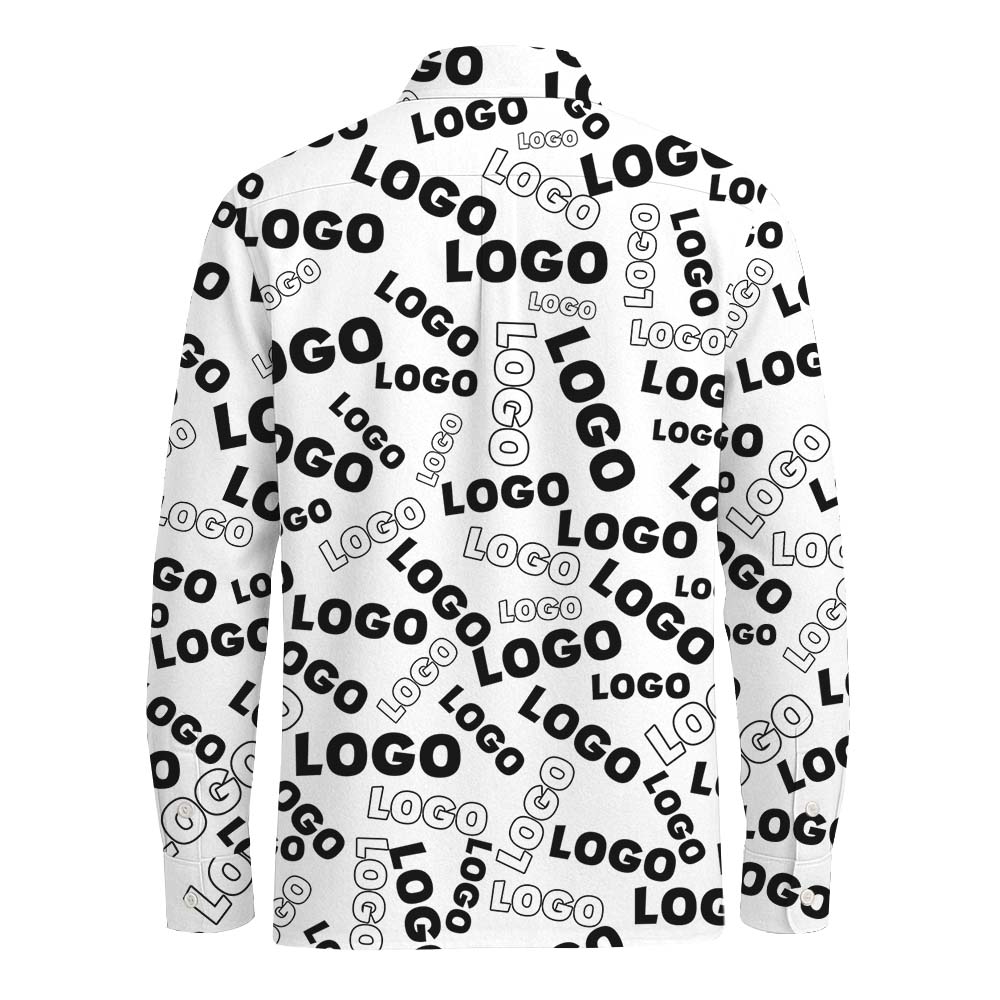 Fully Custom Logo Long Sleeve Button Up Shirt With Pocket