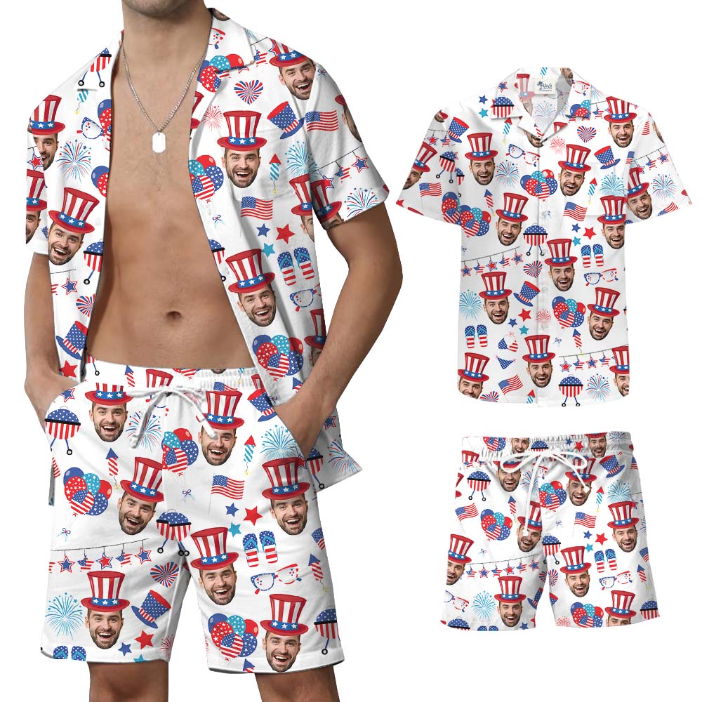 Custom Face Happy Independent Day Hawaiian Set