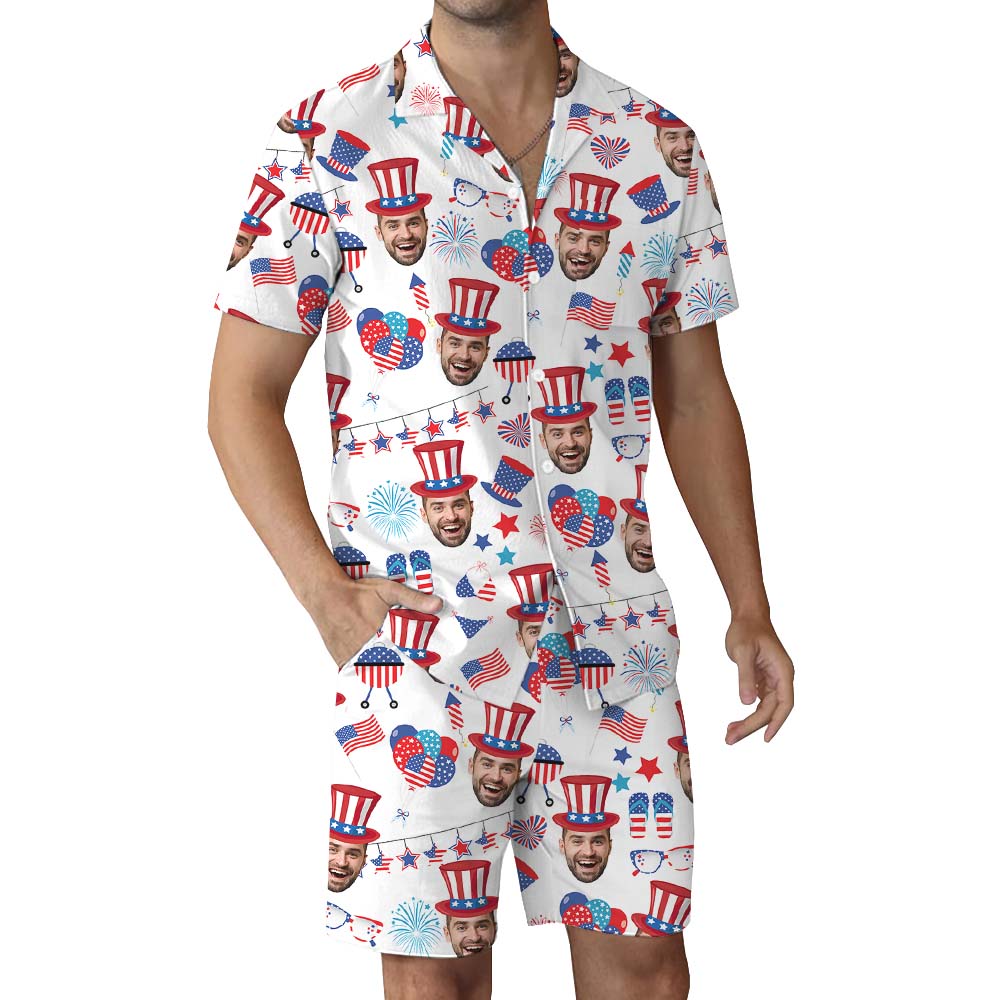 Custom Face Happy Independent Day Hawaiian Set