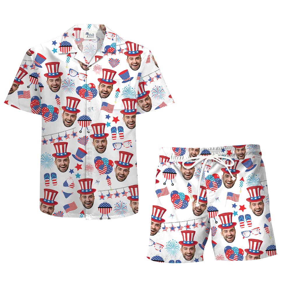 Custom Face Happy Independent Day Hawaiian Set