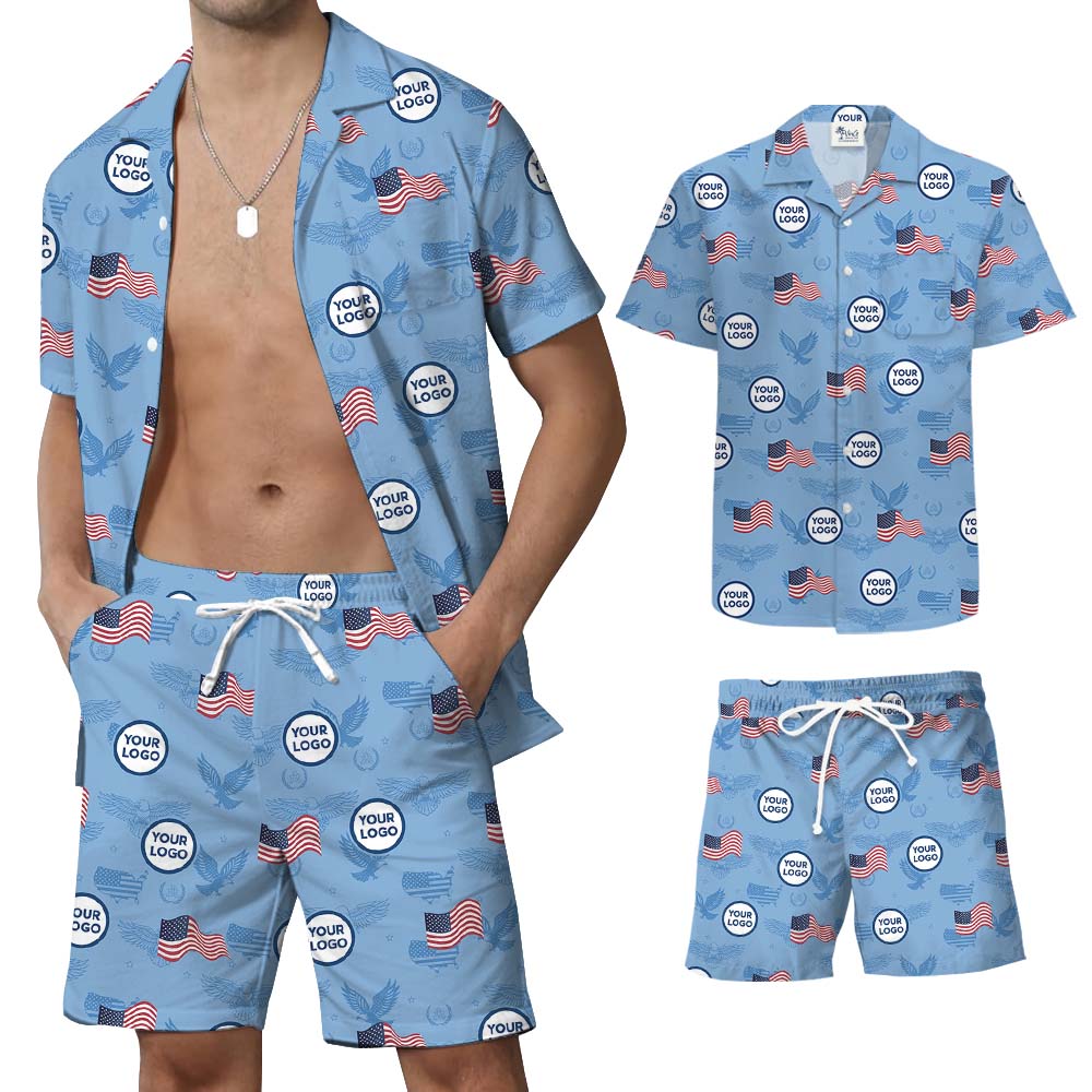 Fourth Of July Custom Logo Hawaiian Set