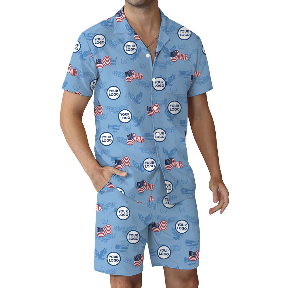 Fourth Of July Custom Logo Hawaiian Set