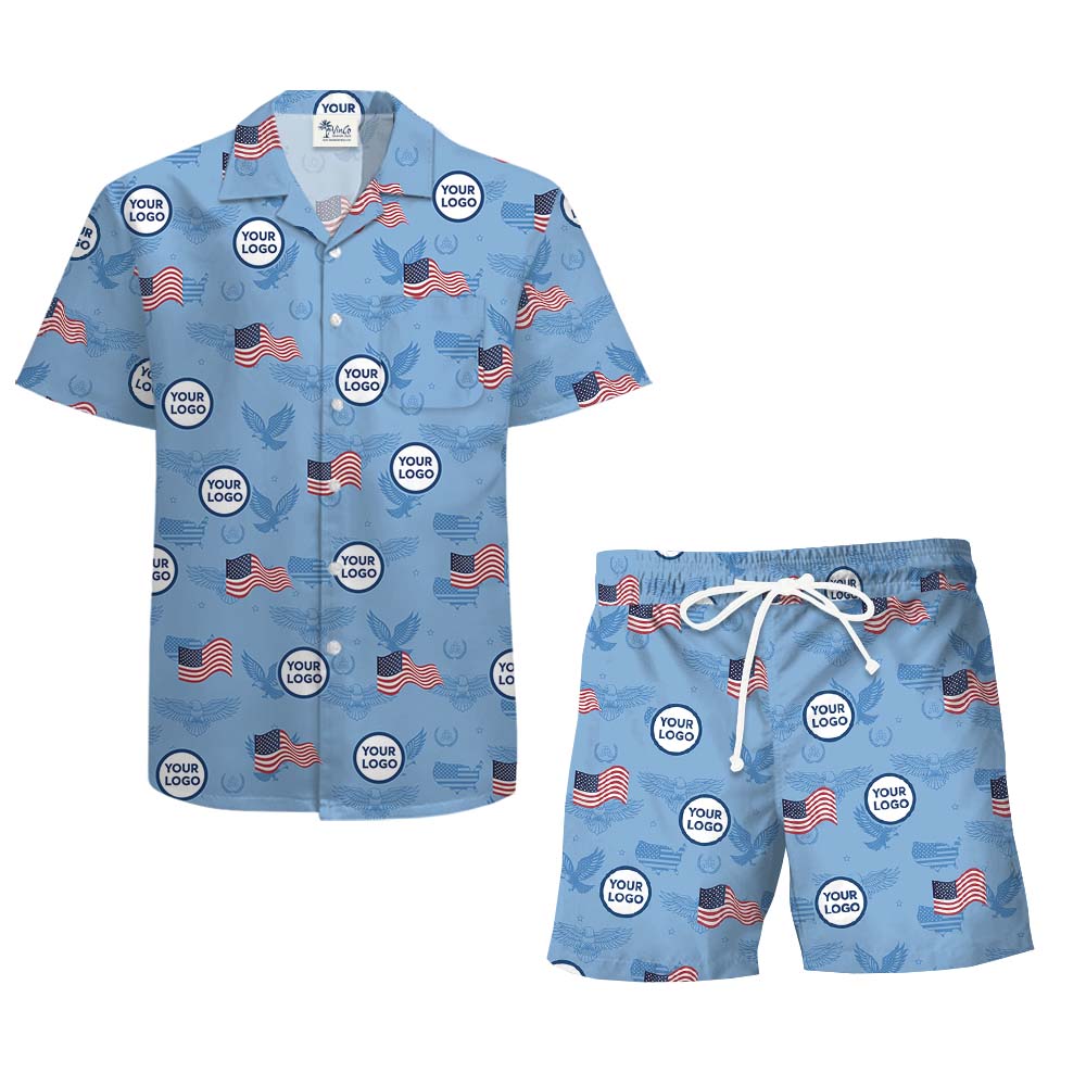 Fourth Of July Custom Logo Hawaiian Set