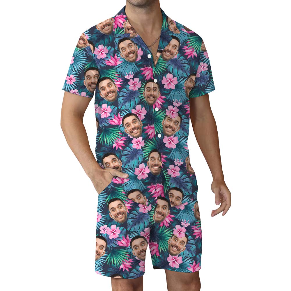 Funny Custom Face Tropical Hawaiian Set With Preview