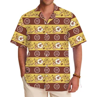 Yellow Floral Button Up Shirt With Custom Logo