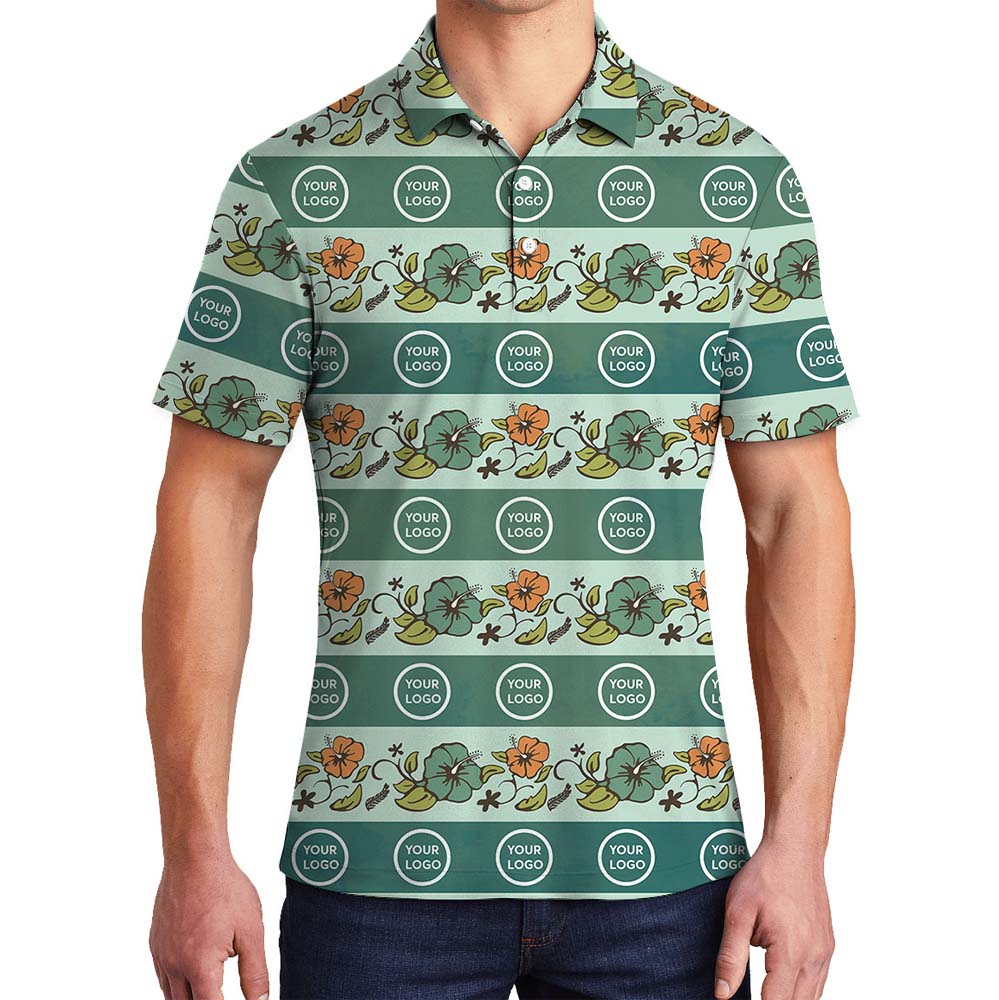 Custom Logo Or Face Green Collared Polos - variant image 1