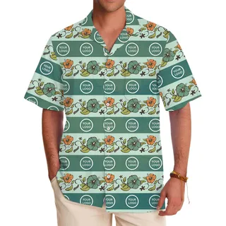 Floral Hawaiian Shirt With Personalized Logo And Preview