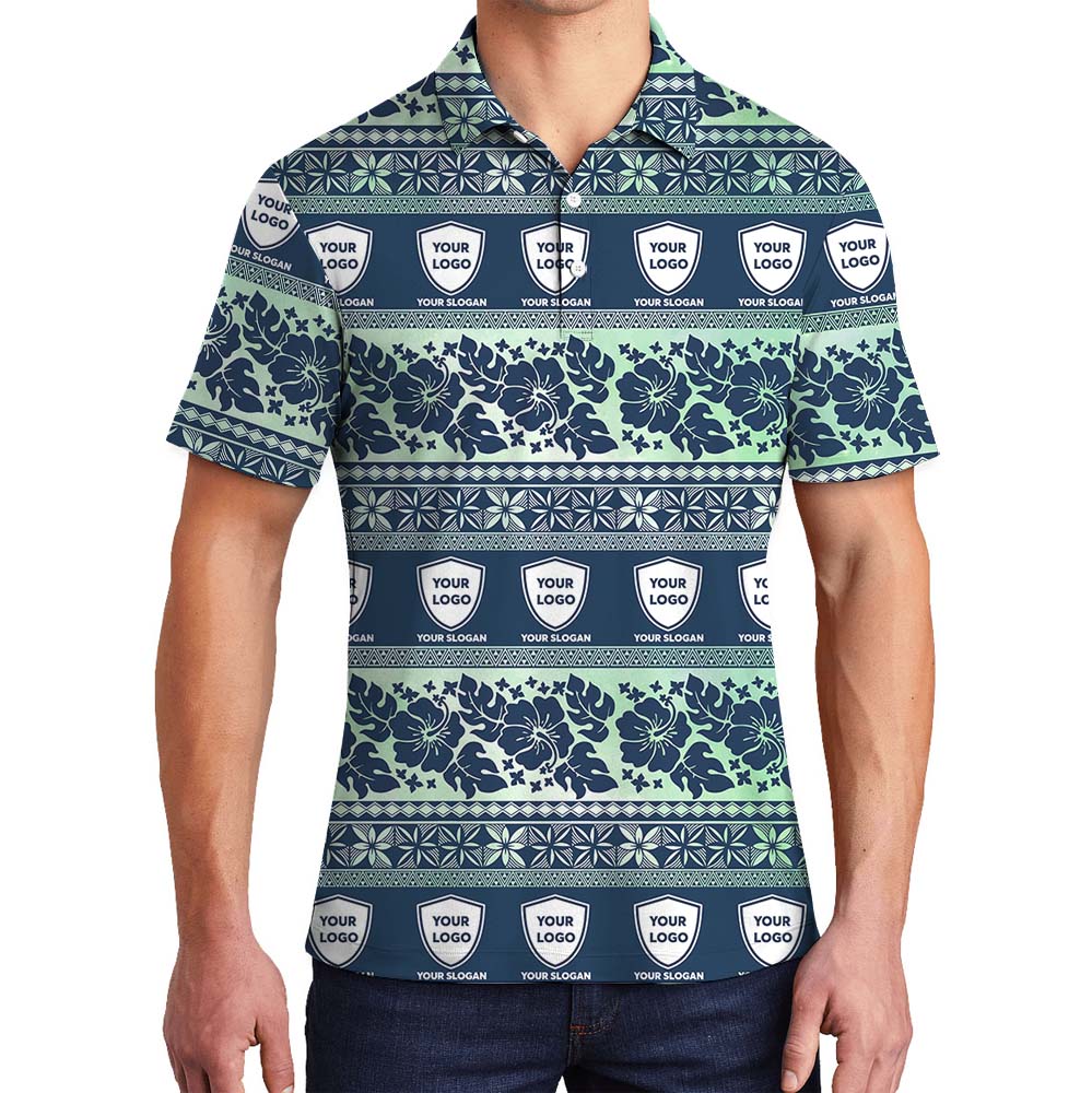 Retro Floral Custom Logo Polo Shirt With Preview - variant image 1