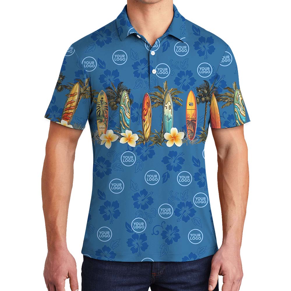 Custom Logo Surfing Palm Tree Polo Shirt - variant image 1