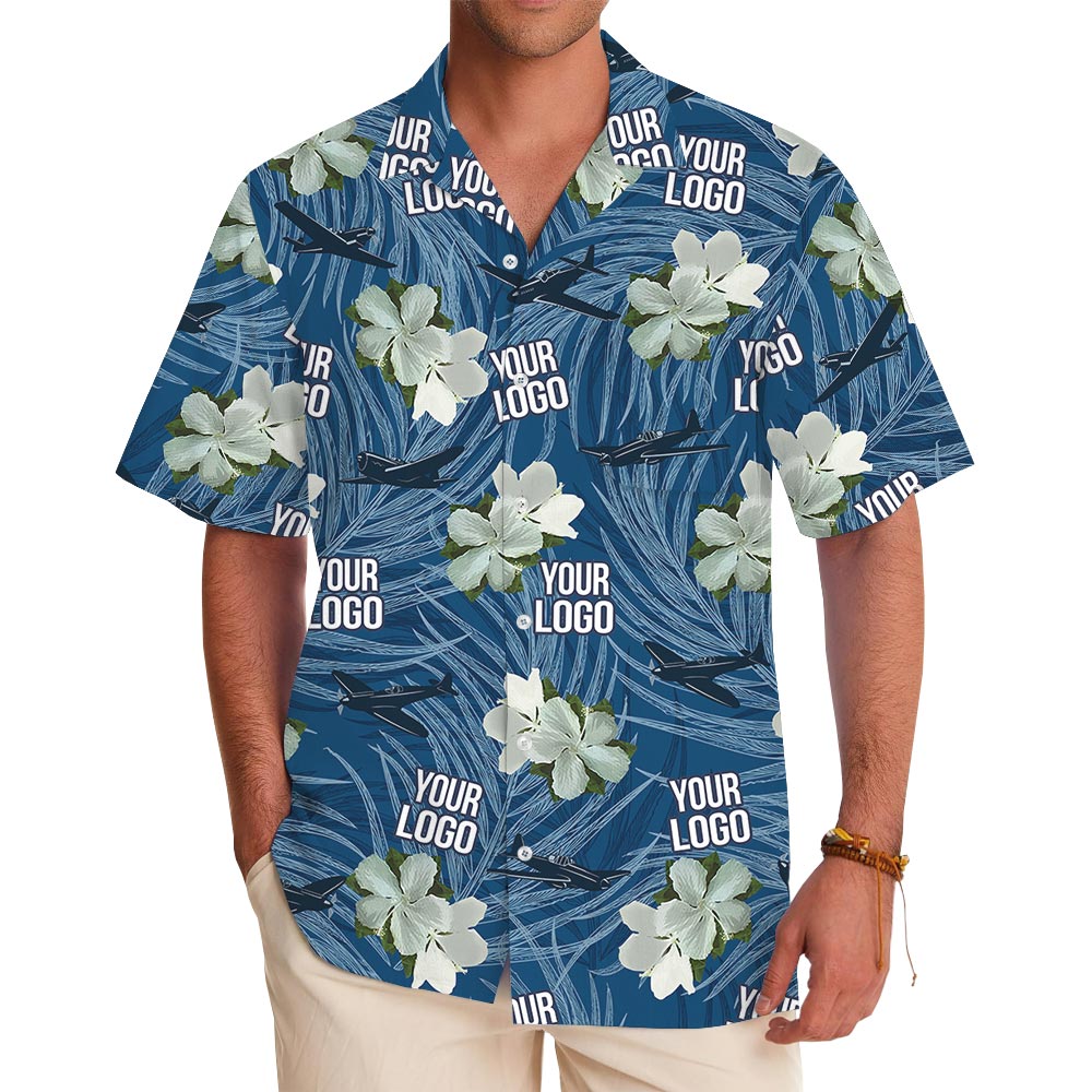 Vintage Blue Custom Logo Air Force Hawaiian Shirt - variant image 1