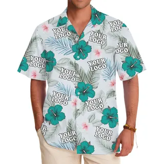 Tropical Hibiscus Button Up Shirt With Custom Logo