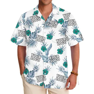 Custom Hibiscus White Hawaiian Shirt For Team