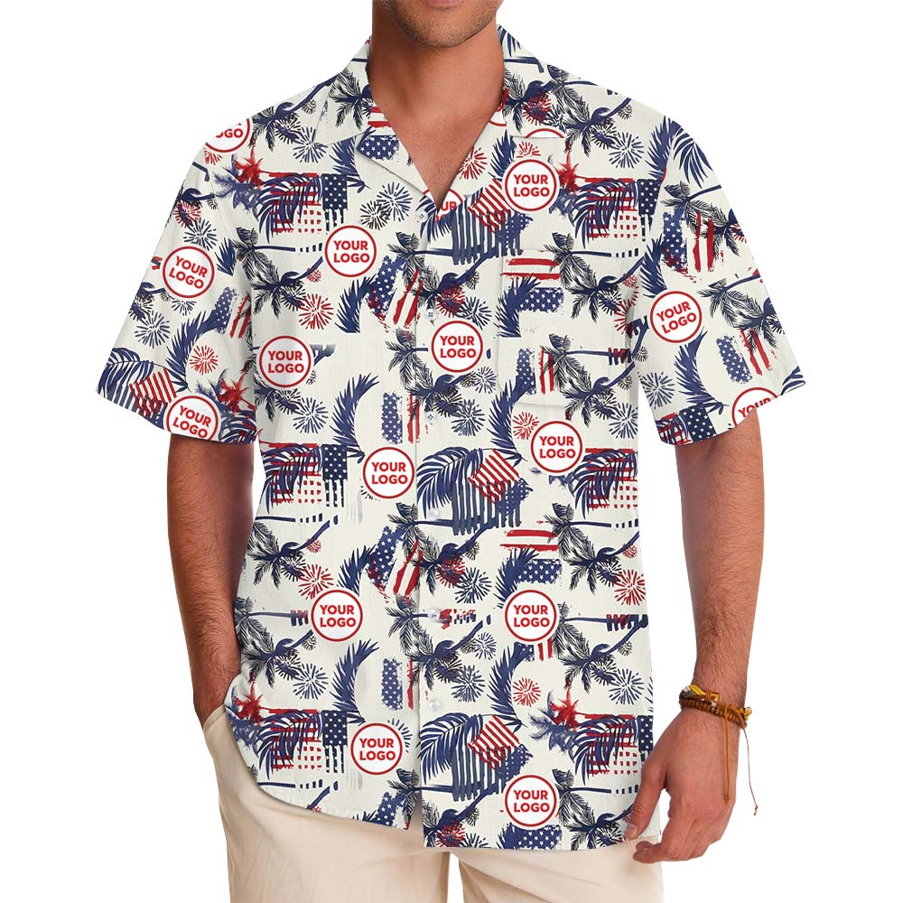 Custom Logo Or Face Patriotic Beach Hawaiian Shirt - variant image 1