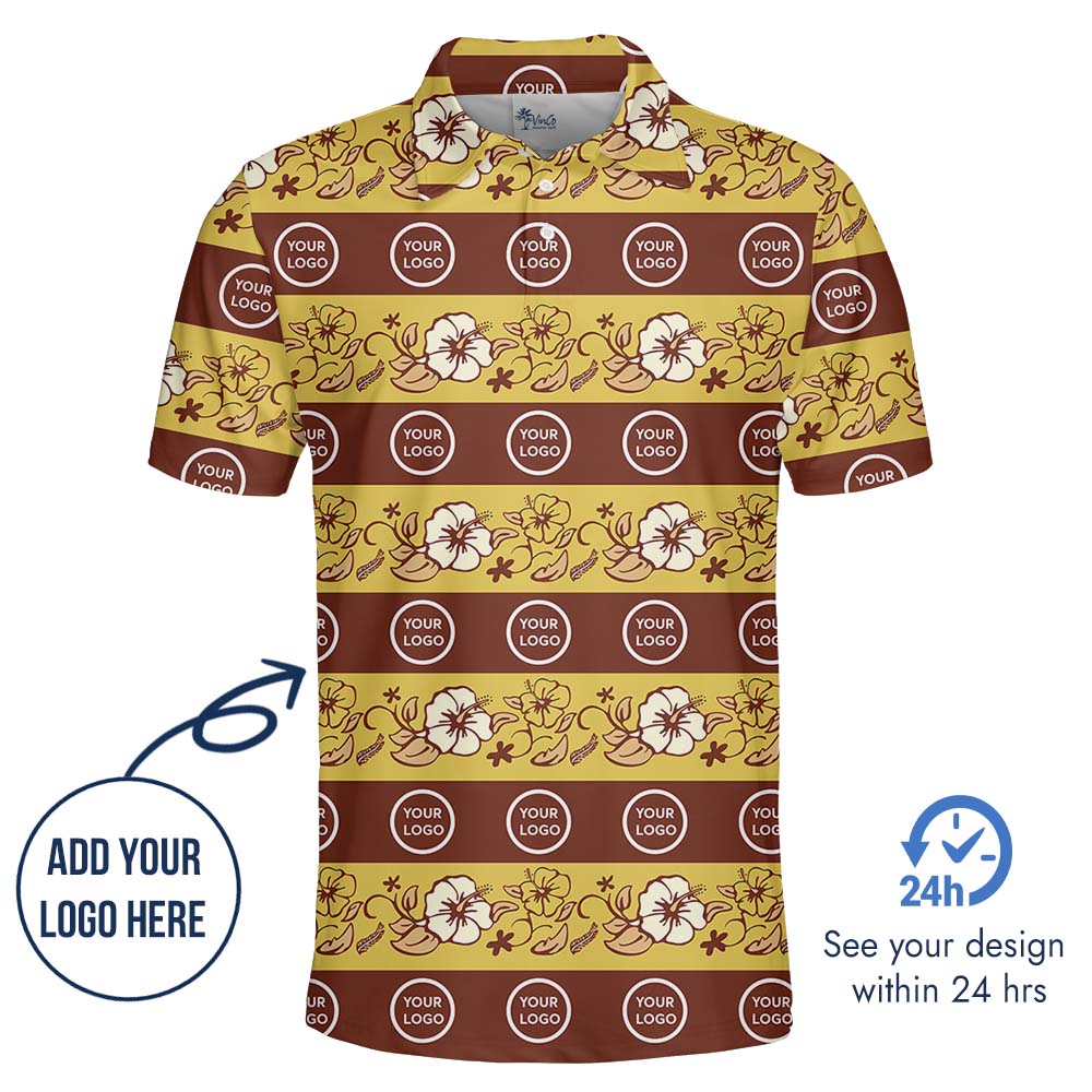 Personalized Logo Floral Polo Shirt With Preview