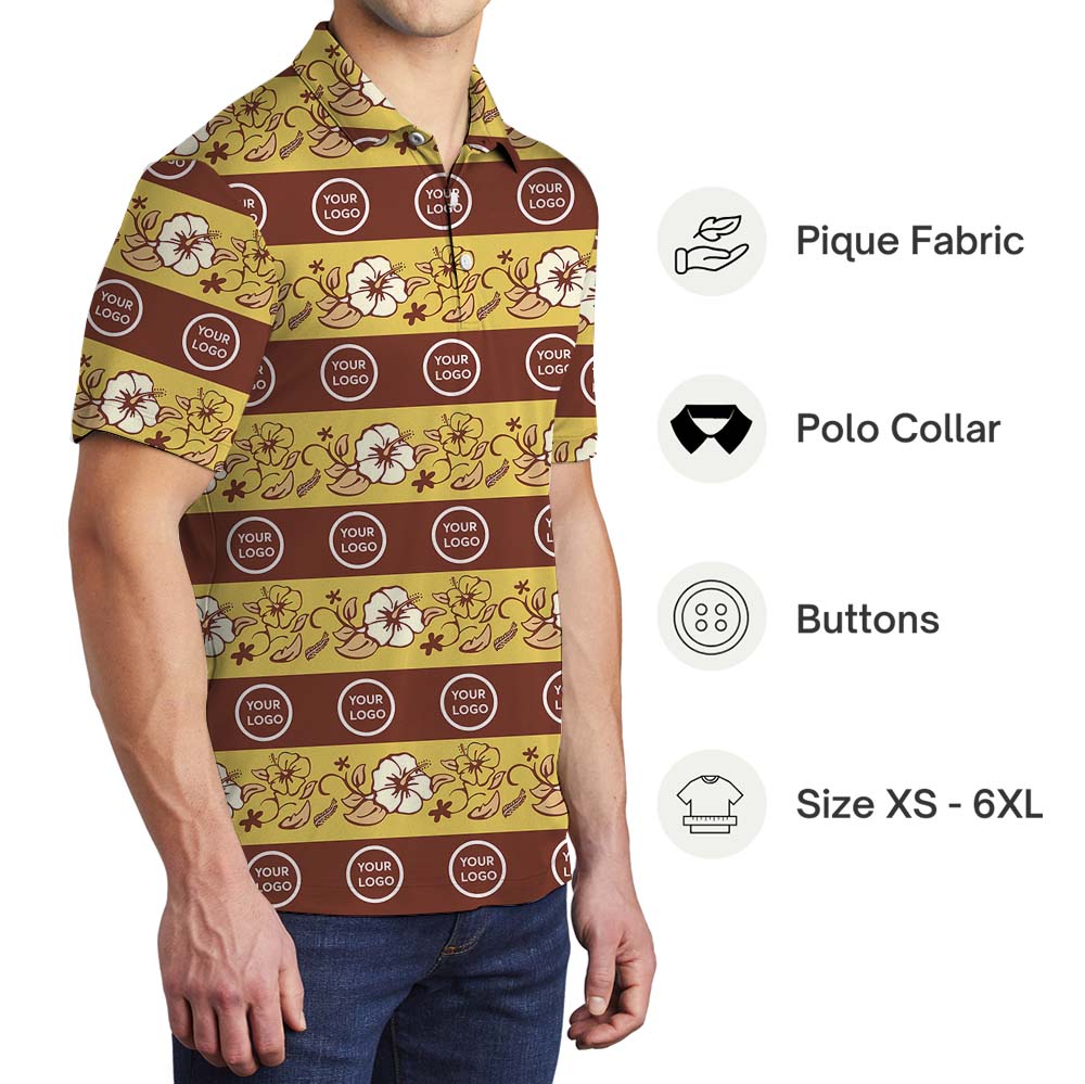Personalized Logo Floral Polo Shirt With Preview