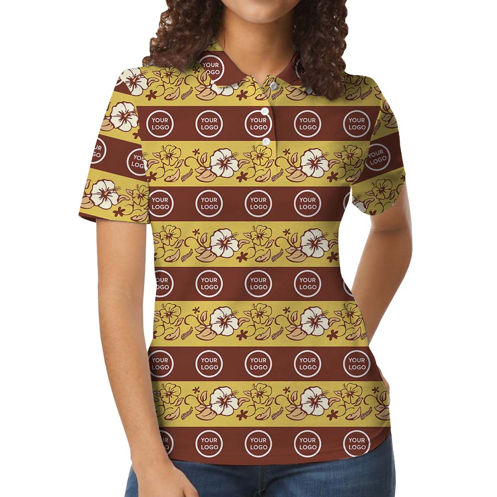 Personalized Logo Floral Polo Shirt With Preview