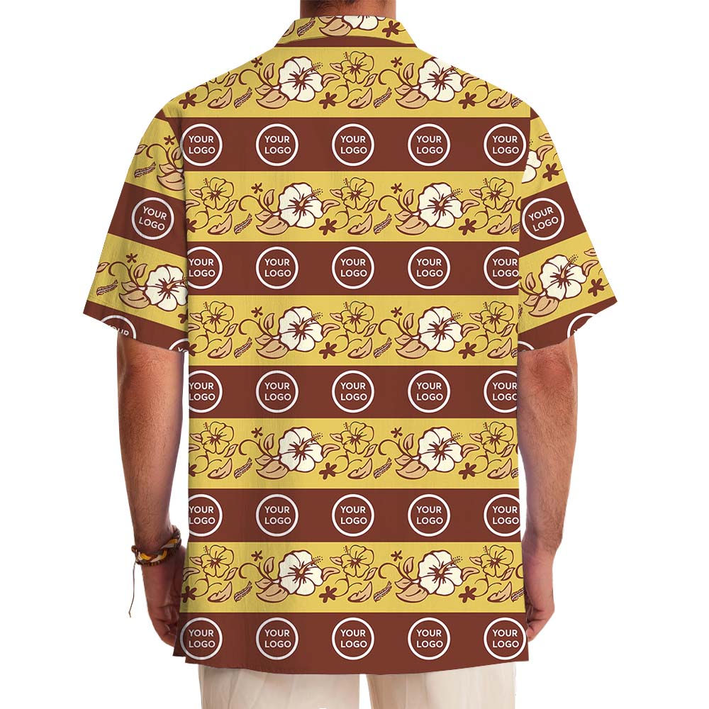 Yellow Floral Button Up Shirt With Custom Logo