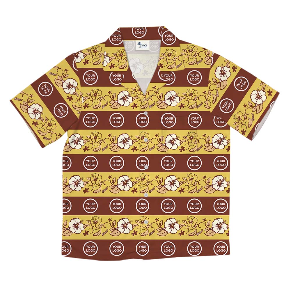 Yellow Floral Button Up Shirt With Custom Logo