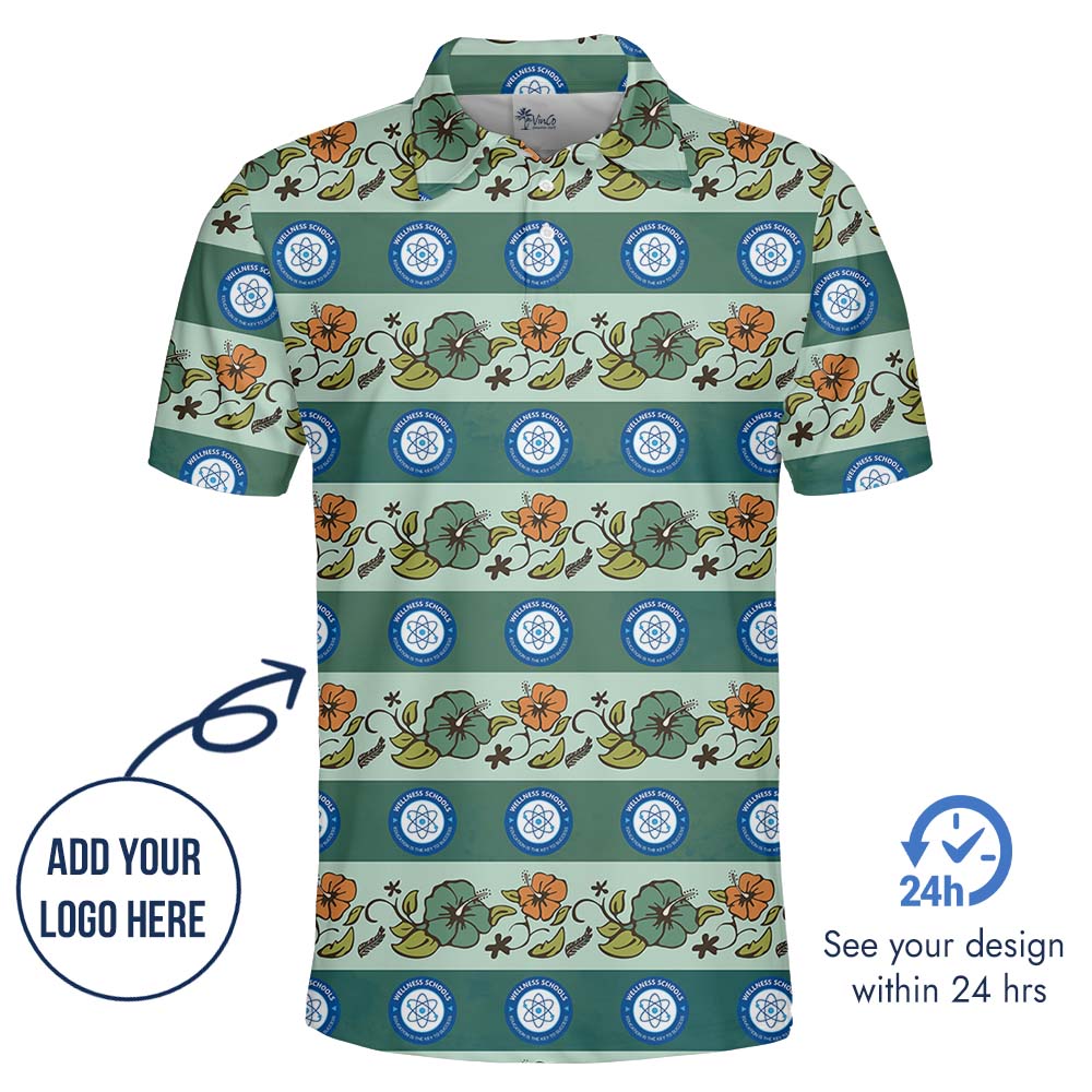 Custom Logo Or Face Green Collared Polos