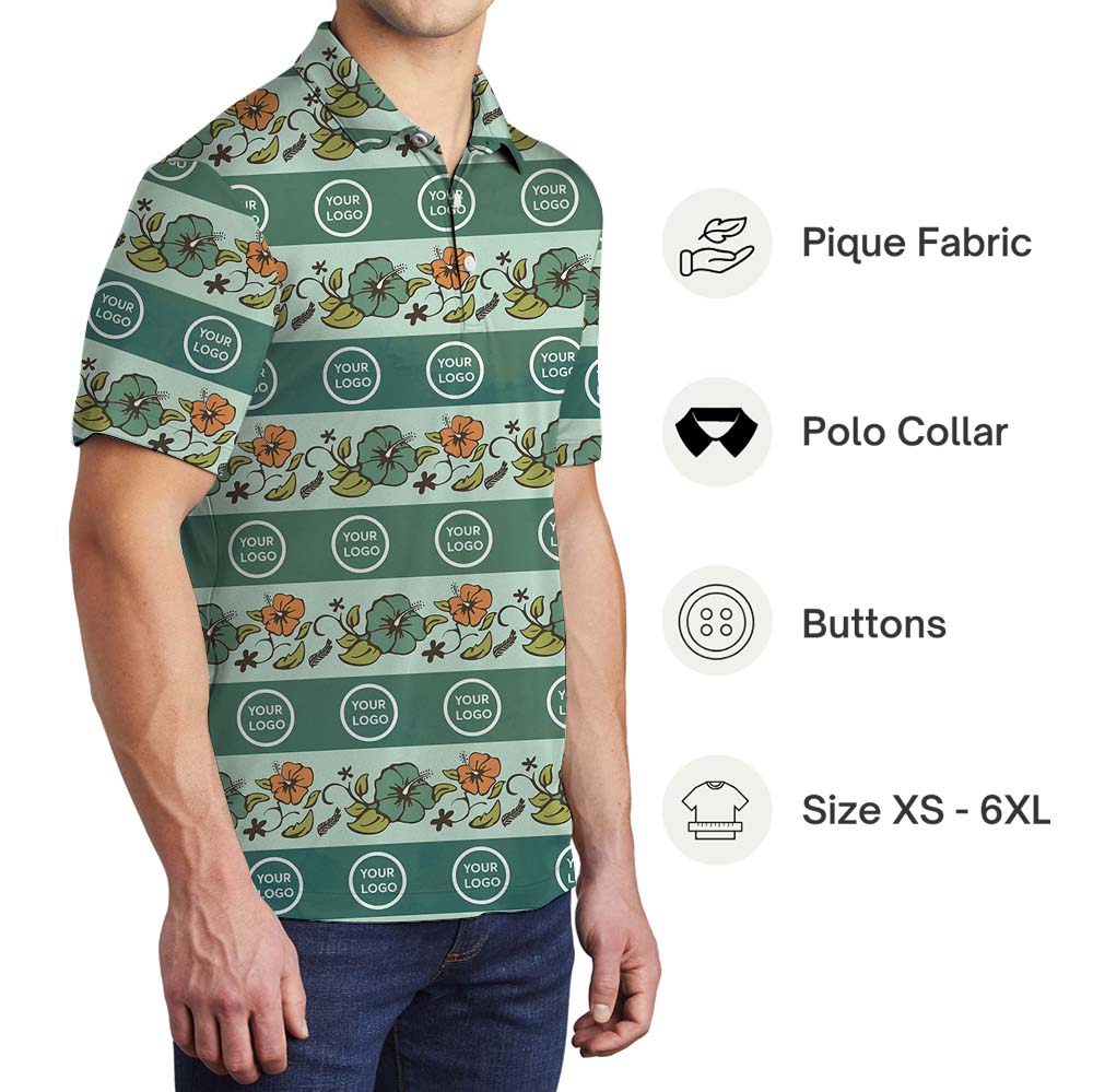 Custom Logo Or Face Green Collared Polos