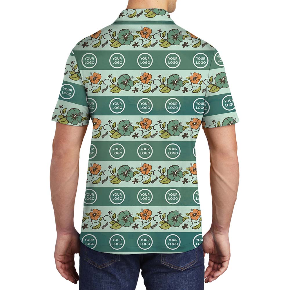 Custom Logo Or Face Green Collared Polos