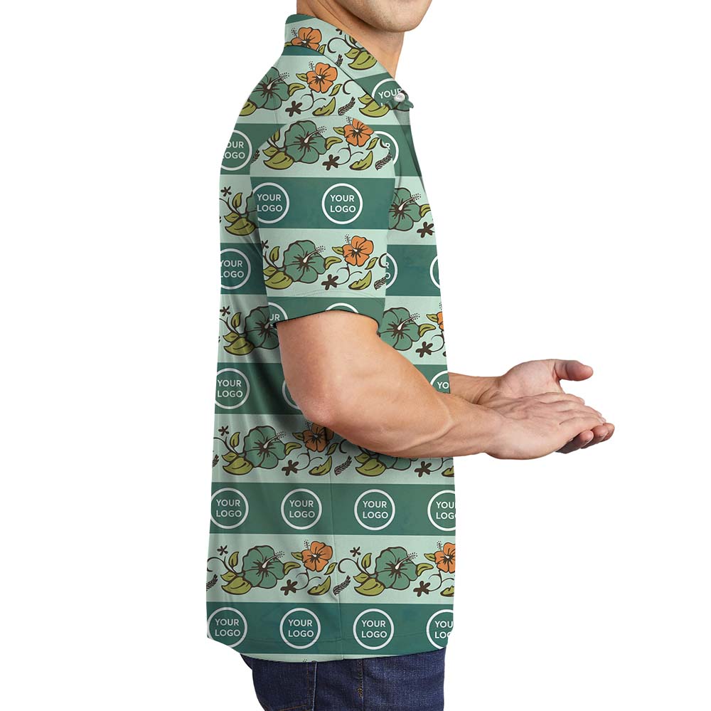 Custom Logo Or Face Green Collared Polos