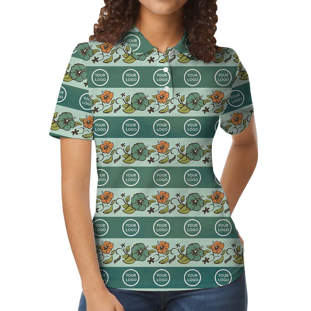 Custom Logo Or Face Green Collared Polos
