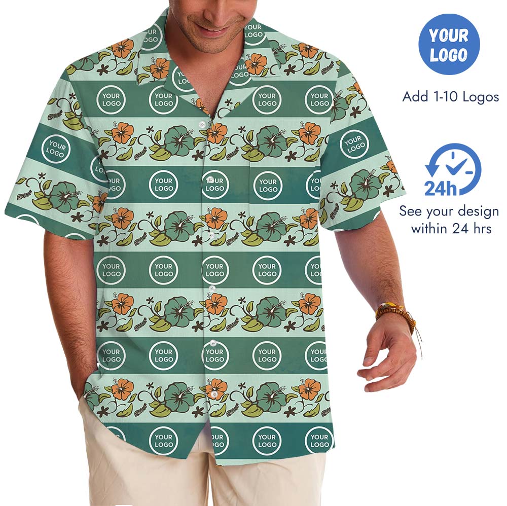 Floral Hawaiian Shirt With Personalized Logo And Preview