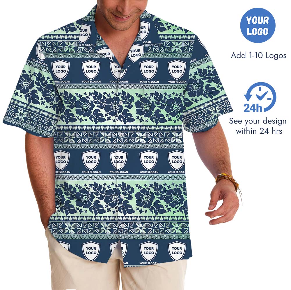 Vintage Custom Logo Hawaiian Shirt With Floral Print