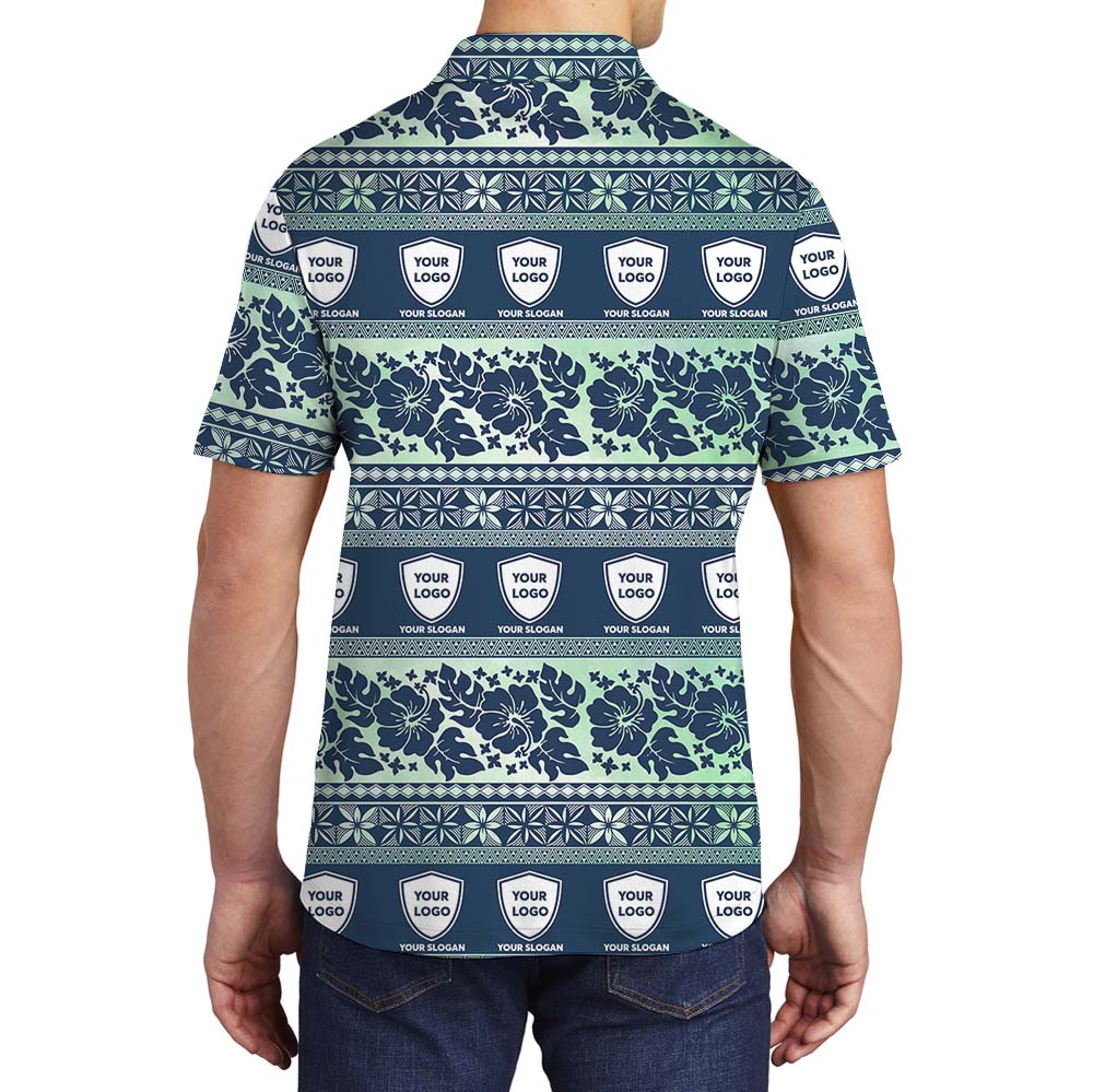 Retro Floral Custom Logo Polo Shirt With Preview