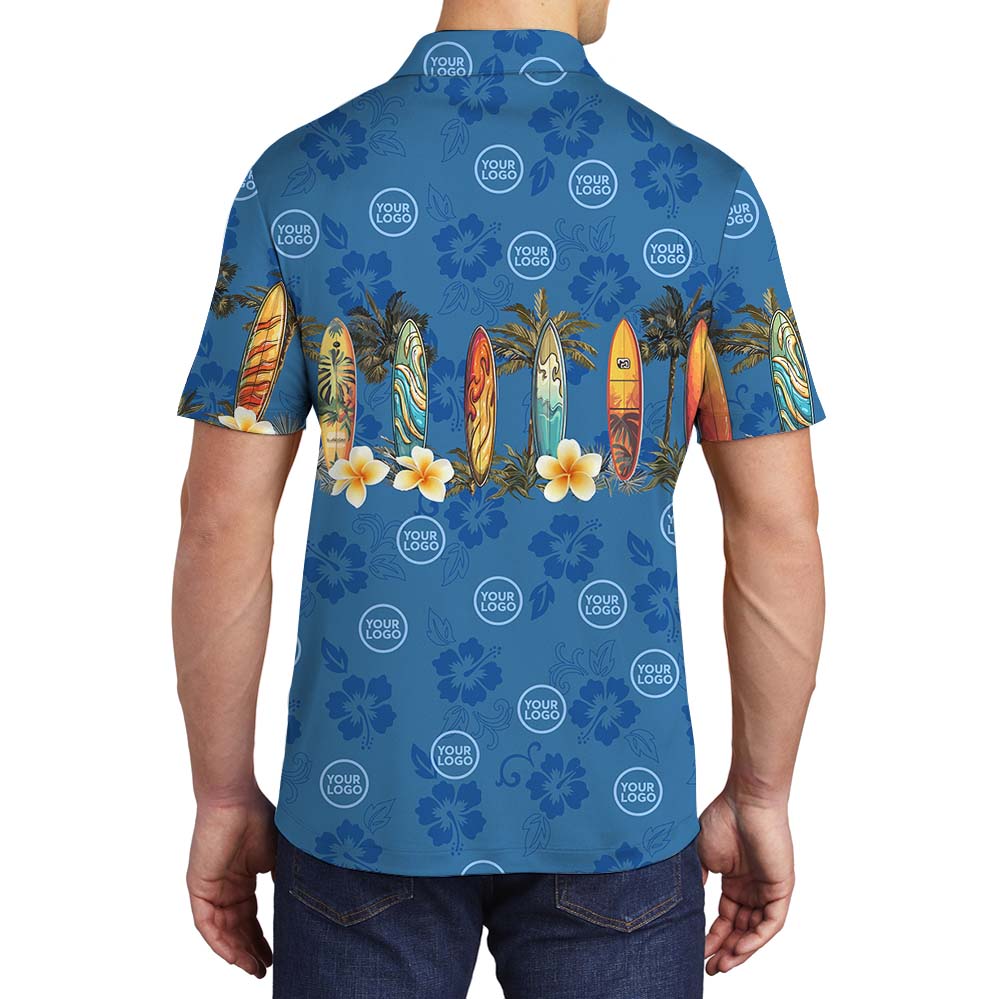 Custom Logo Surfing Palm Tree Polo Shirt