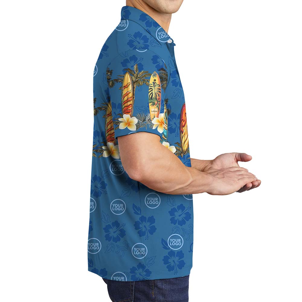 Custom Logo Surfing Palm Tree Polo Shirt
