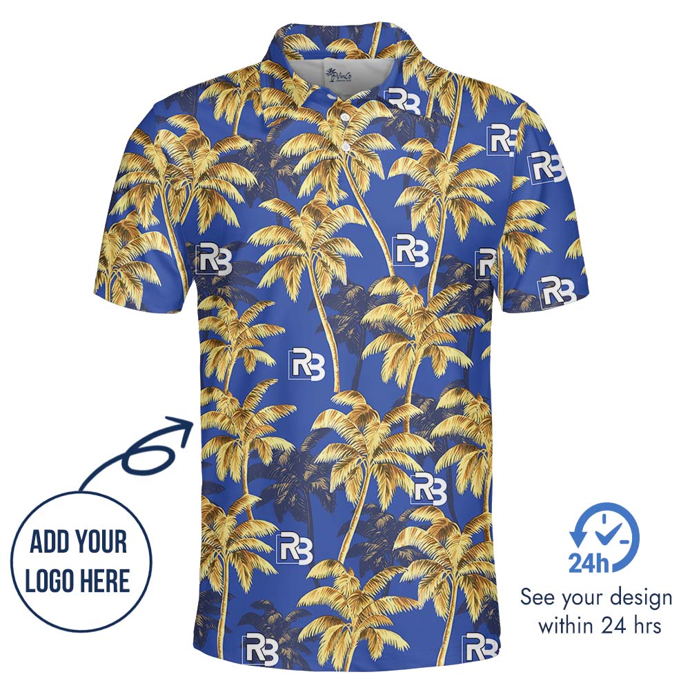 Custom Logo Palm Island Navy Polo Shirt For Men And Women