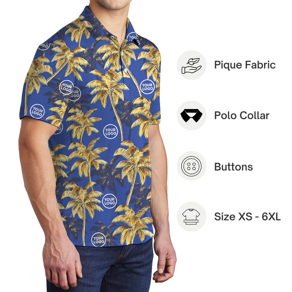Custom Logo Palm Island Navy Polo Shirt For Men And Women