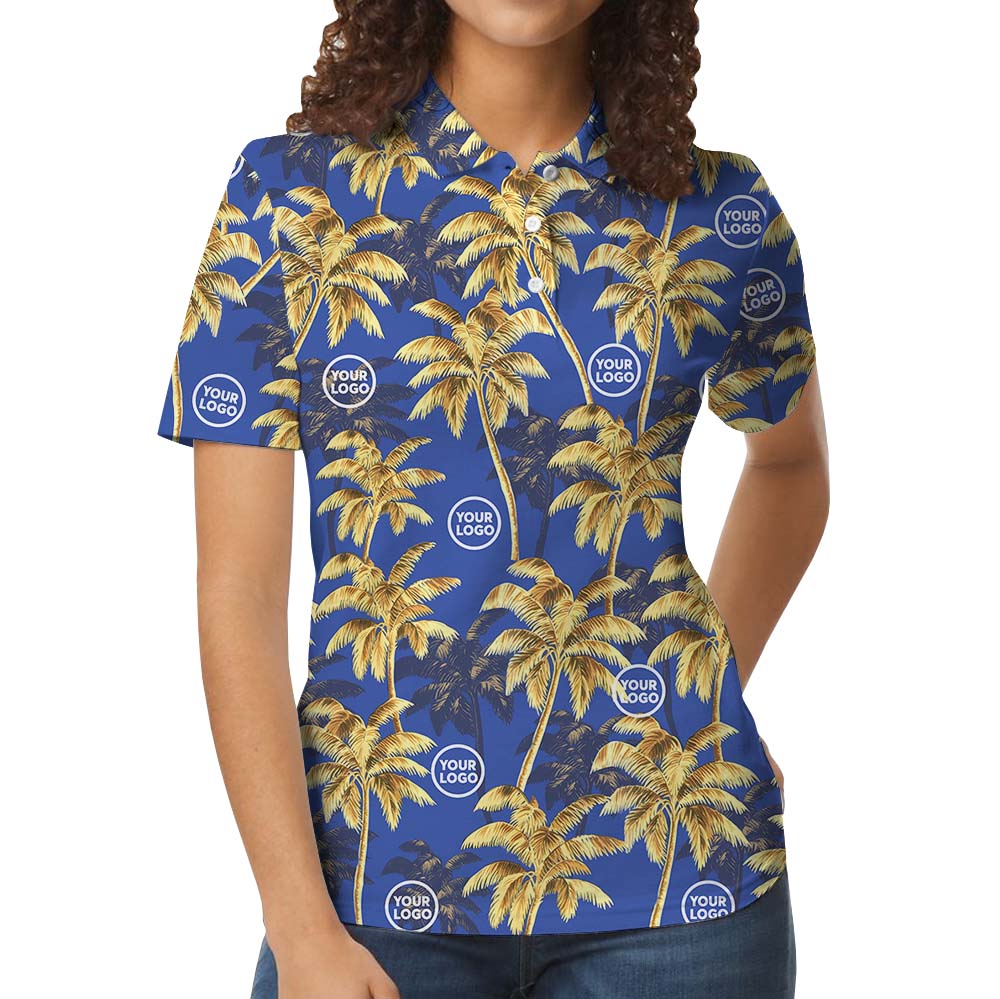 Custom Logo Palm Island Navy Polo Shirt For Men And Women
