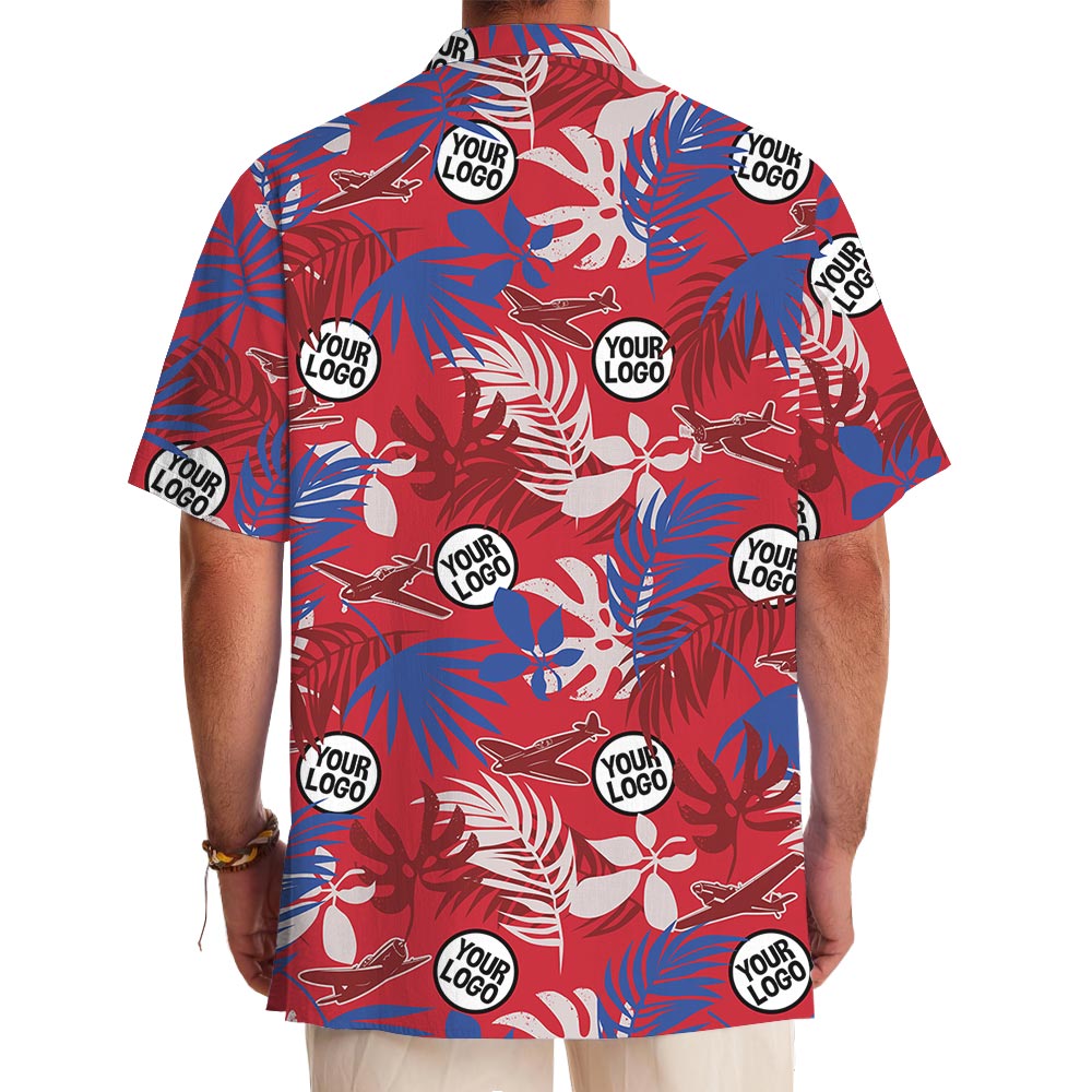 Custom Logo Red Tropical Air Force Hawaiian Shirt With Preview