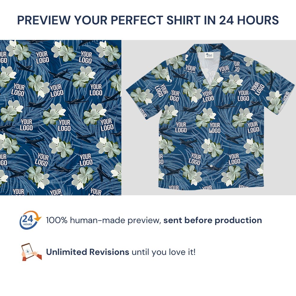 Vintage Blue Custom Logo Air Force Hawaiian Shirt
