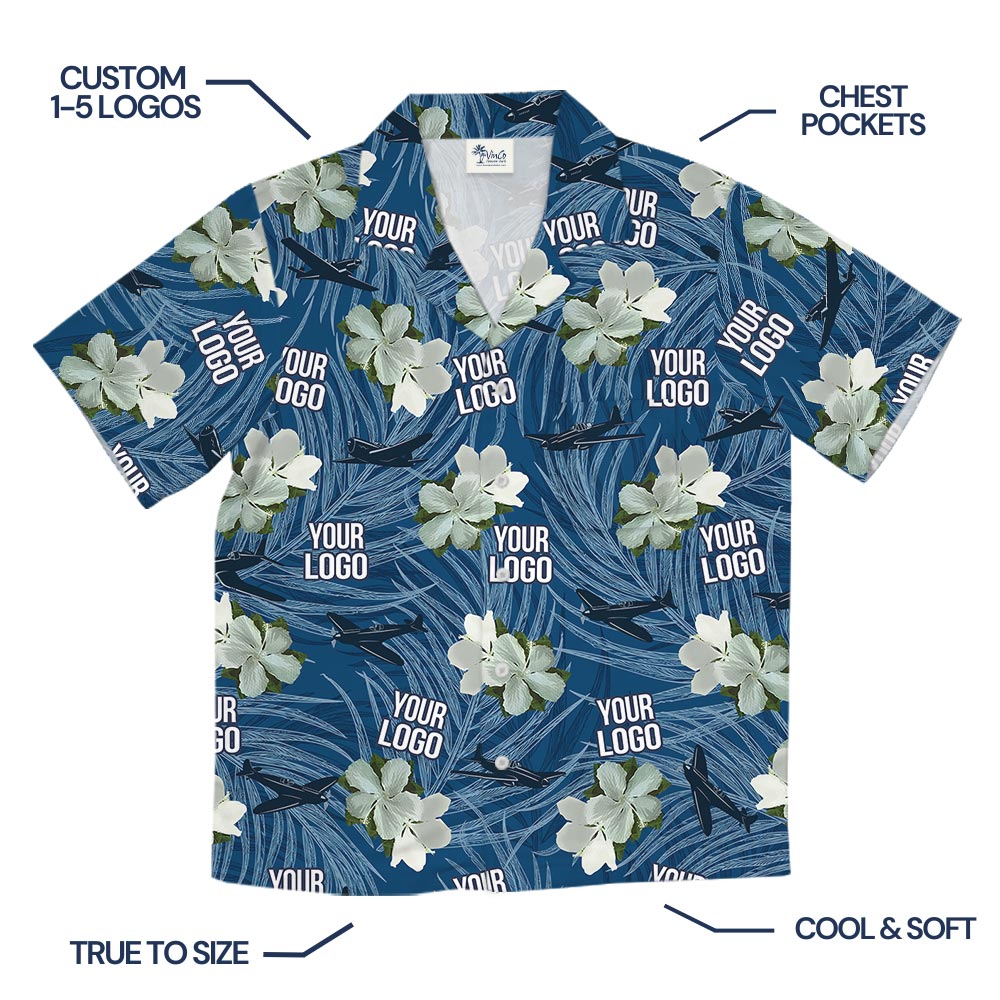 Vintage Blue Custom Logo Air Force Hawaiian Shirt