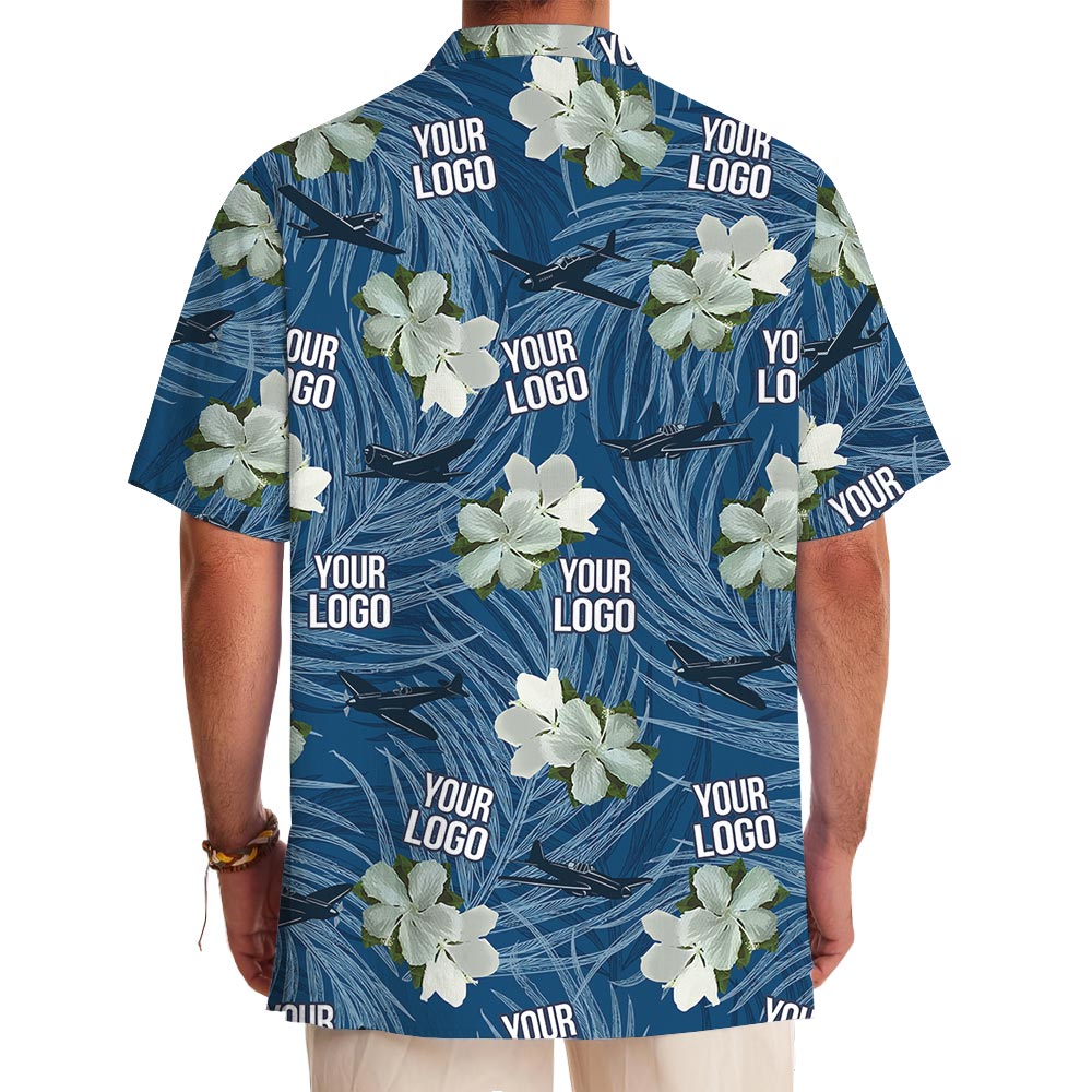 Vintage Blue Custom Logo Air Force Hawaiian Shirt
