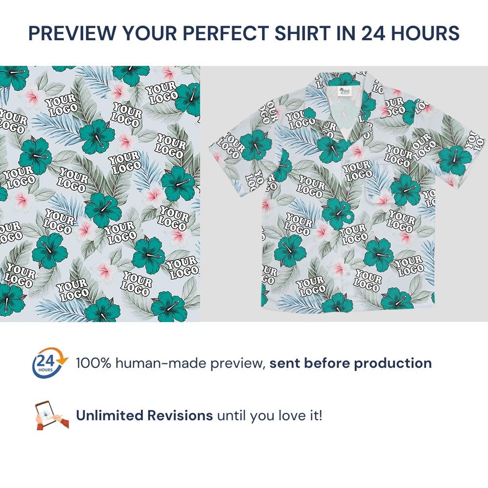 Tropical Hibiscus Button Up Shirt With Custom Logo
