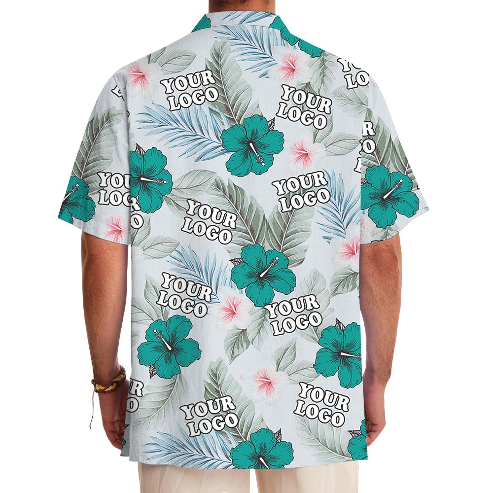 Tropical Hibiscus Button Up Shirt With Custom Logo