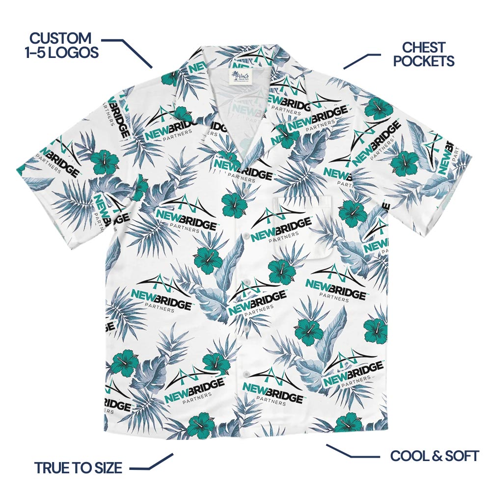 Custom Hibiscus White Hawaiian Shirt For Team