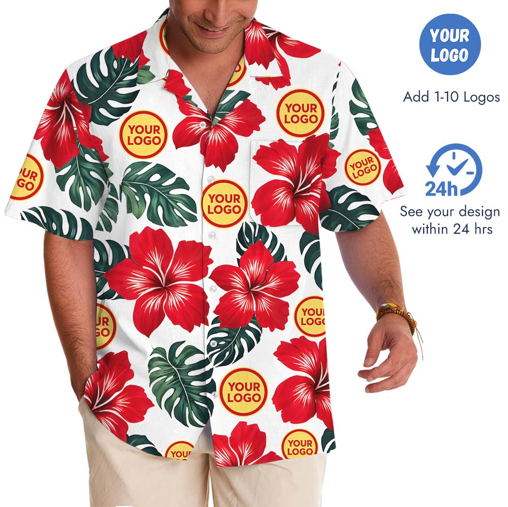 Tropical Floral Custom Branding Hawaiian Shirt