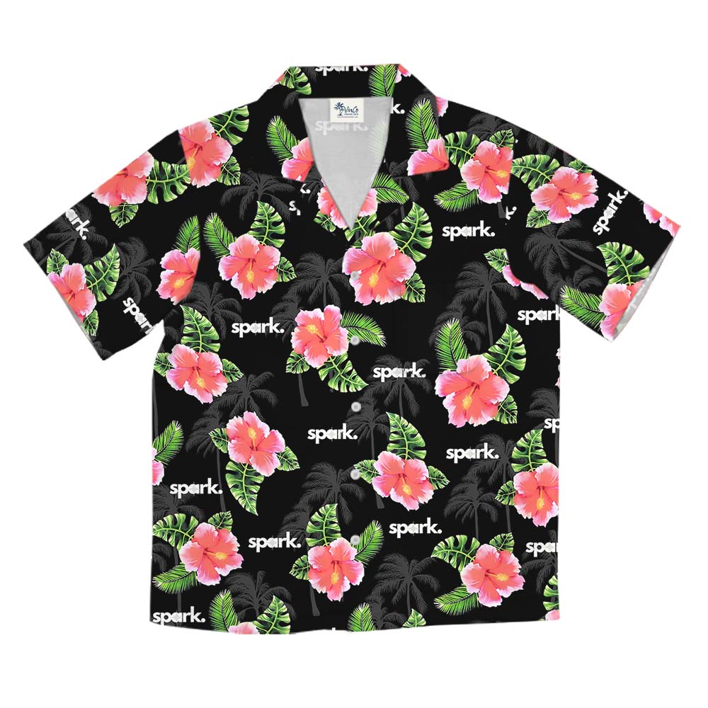 Custom Logo Or Face Floral Black Hawaiian Shirt