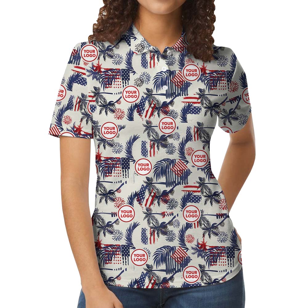 White Red And Blue Beach Polo Shirt With Custom Face