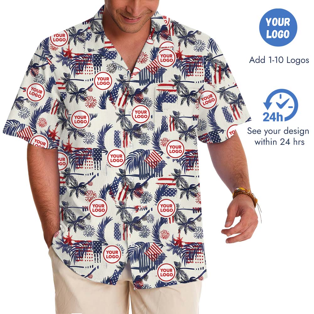 Custom Logo Or Face Patriotic Beach Hawaiian Shirt